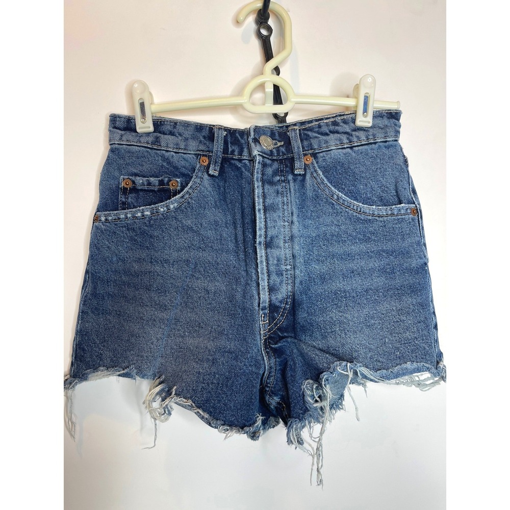 ZARA High Waisted Distressed Denim‎ Cutoff Jean Shorts Blue Size 2